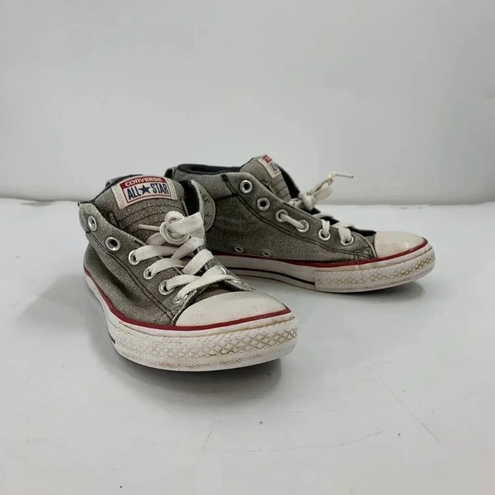 Converse Kids Chuck Taylor All Star Gray 651818F Mid Top Lace Up Sneakers Size 5